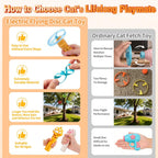 Rechargeable cat fetch toy launcher with eight colorful flying discs spread out