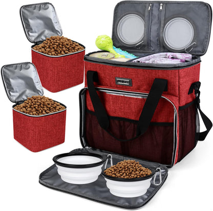 BAGLHER Dog Travel Bag, Pet Travel Bag (ALL Pet Travel Supplies), With 2 Pet Food Containers and 2 Collapsible Silicone Bowls; Essential Kits for Pet Travel Grey - Image 10