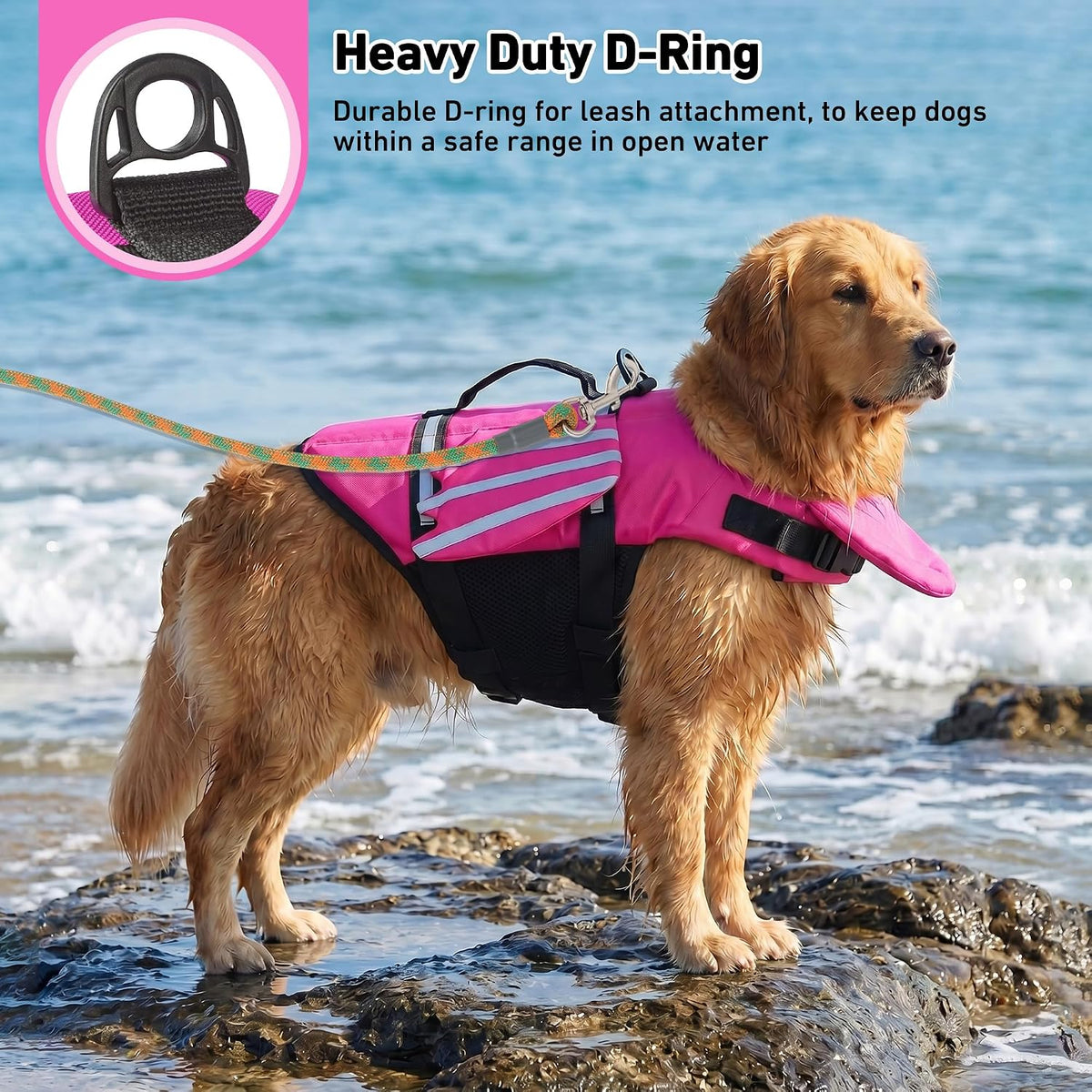 Petglad reflective dog safety jacket detailing the high visibility stripes.