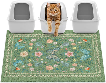 Unicorn Catcher Cat Litter Mat 24" x 15" Non-Slip Litter Box Mat Washable Litter Catcher Mat for Litter Box Indoor Food Mat Supplies Essentials, DarkSeaGreen - Image 11