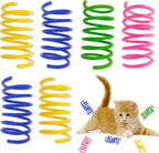 QUVOVID cat spring toys front view showing colorful plastic coils for indoor cats.