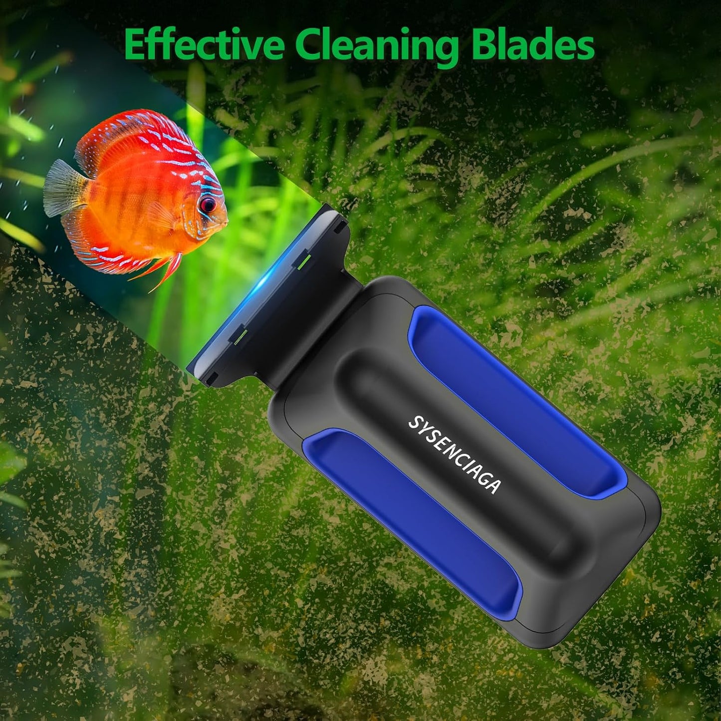 SYSENCIAGA magnetic algae scrubber showing the inner velvet pad and micro hook cleaning textures