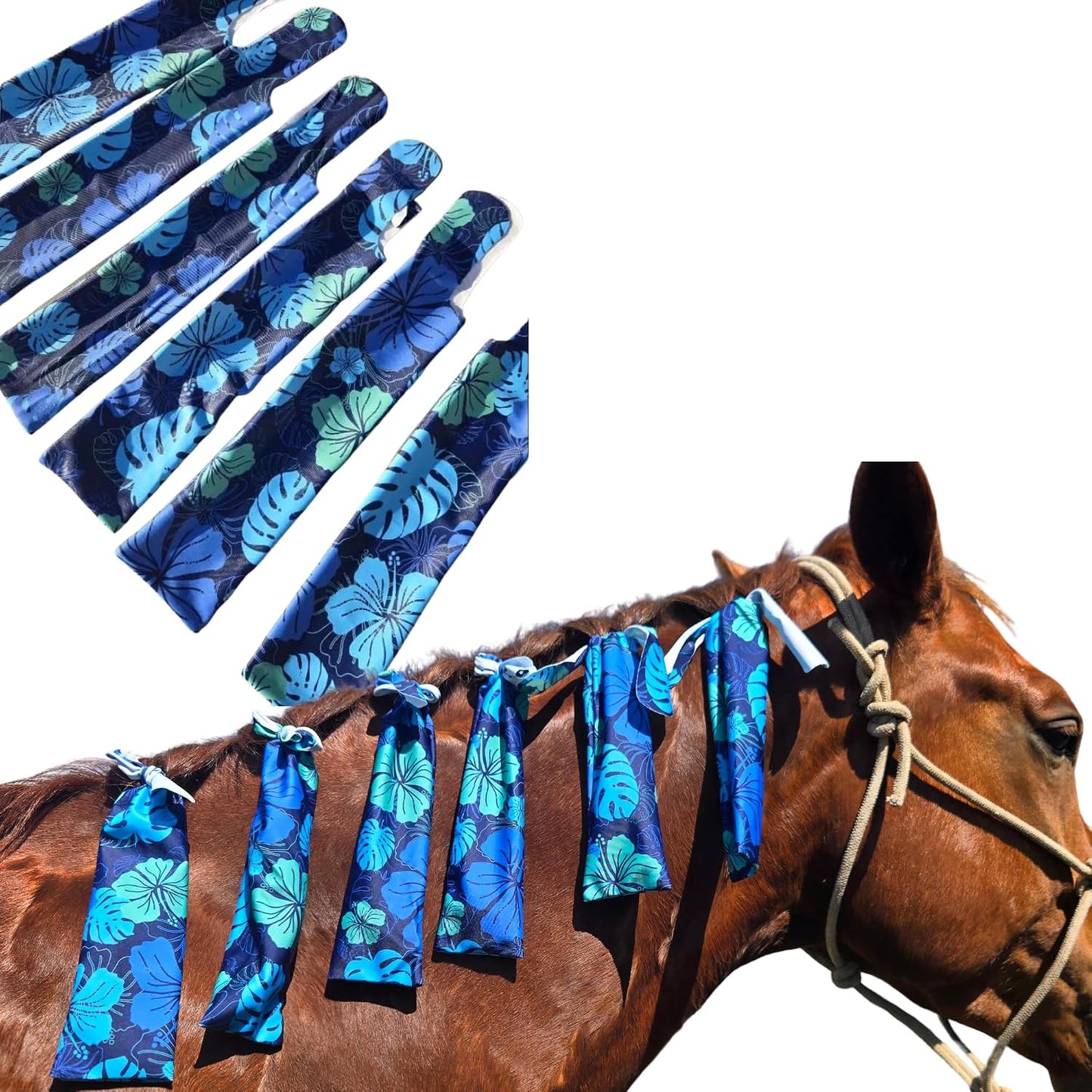 Horse Mane Bags for Horses, Set of 6 Handmade Lycra Mane Bags, Helps Reduce Tangles, Breakage & Rubbing, Washable Braided Mane Covers for Longer, Healthier Manes, Ranch Hand (Dark Blue) - Image 12