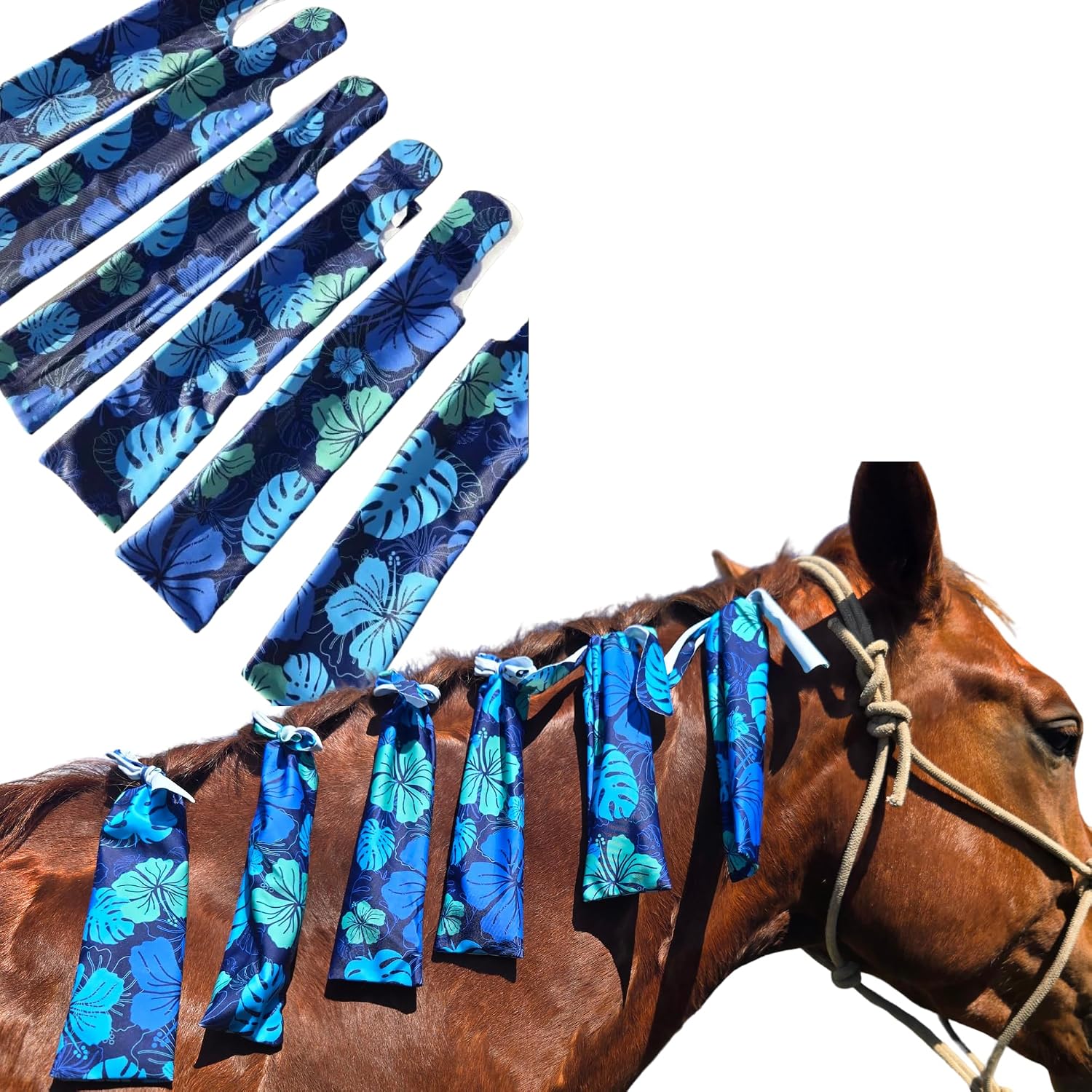 Horse Mane Bags for Horses, Set of 6 Handmade Lycra Mane Bags, Helps Reduce Tangles, Breakage & Rubbing, Washable Braided Mane Covers for Longer, Healthier Manes, Ranch Hand (Dark Blue) - Image 12