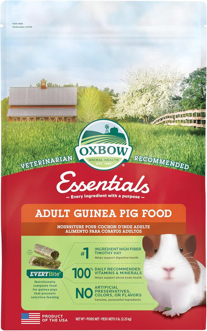 Oxbow Essentials Adult Guinea Pig Food front view of premium USA imported five pound bag