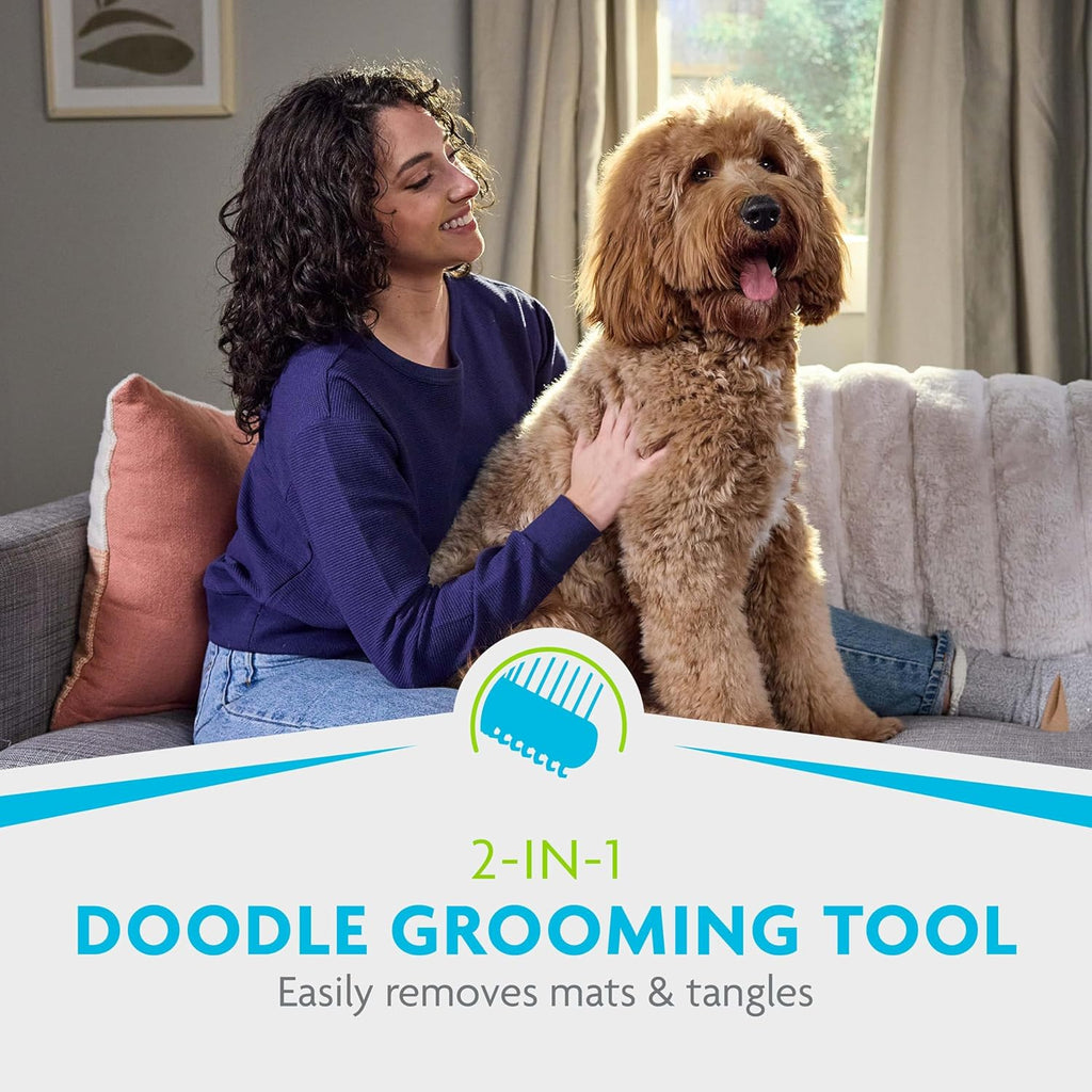 Ergonomic non-slip handle of the imported FURminator dog grooming brush for secure grip.