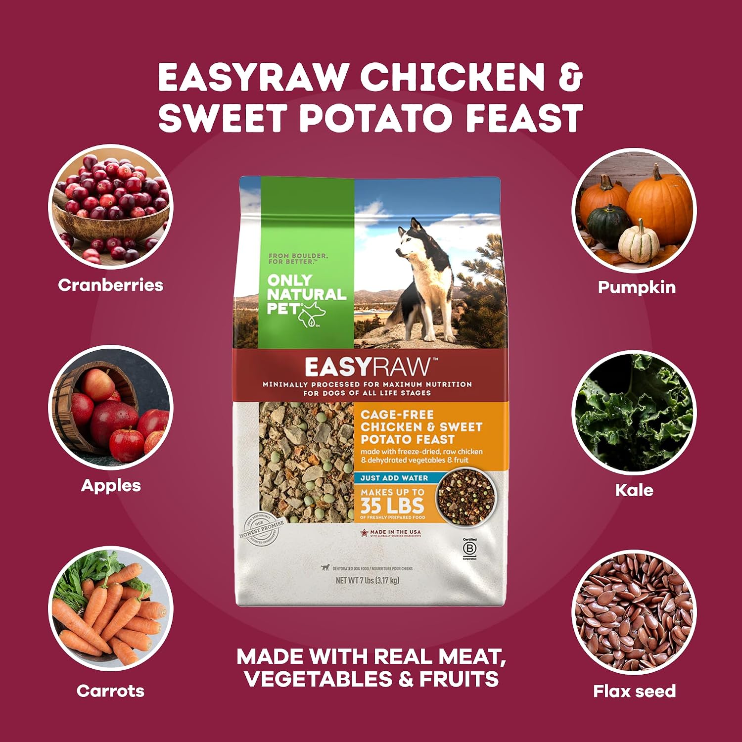 Only Natural Pet EasyRaw bag size comparison and prep instructions