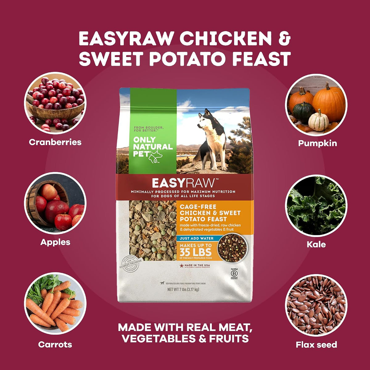 Only Natural Pet EasyRaw bag size comparison and prep instructions