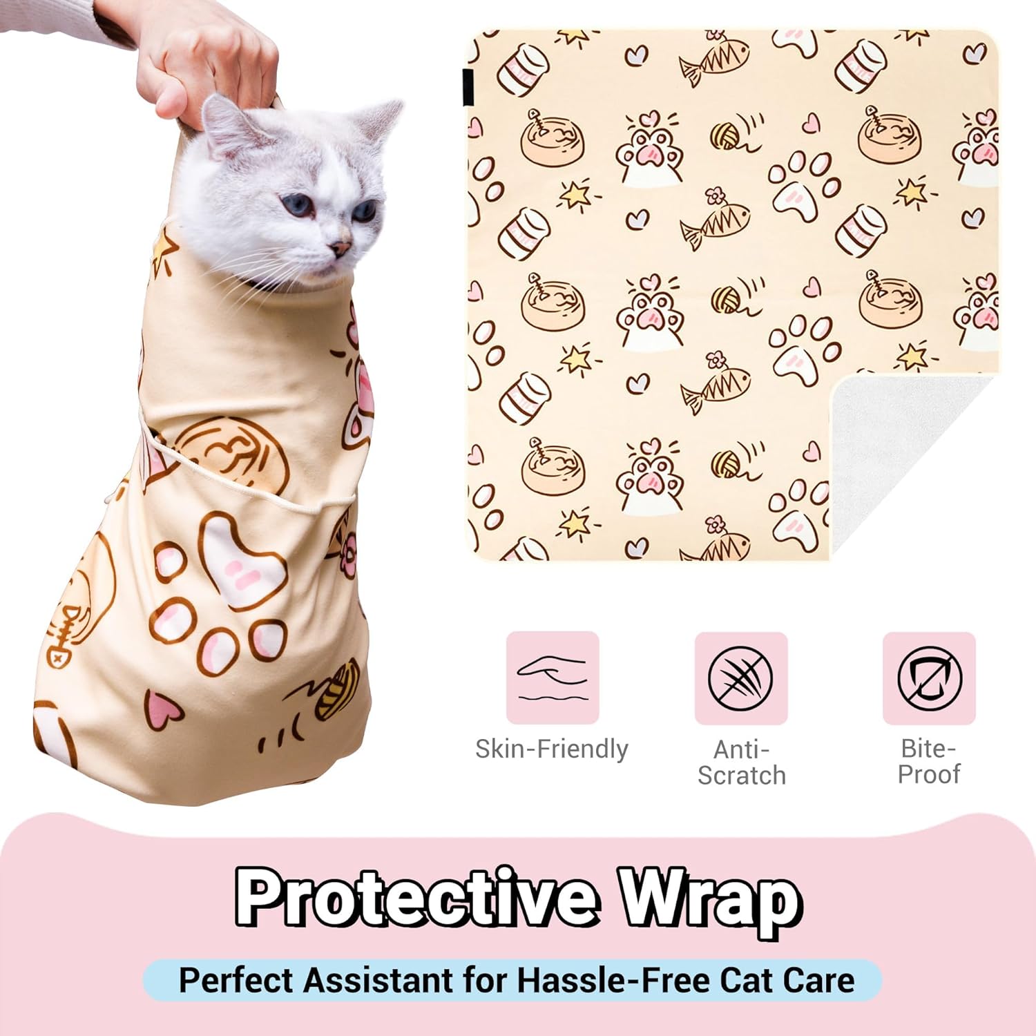 Close up view of the soft polyester material of the Kiorafoto pet swaddle