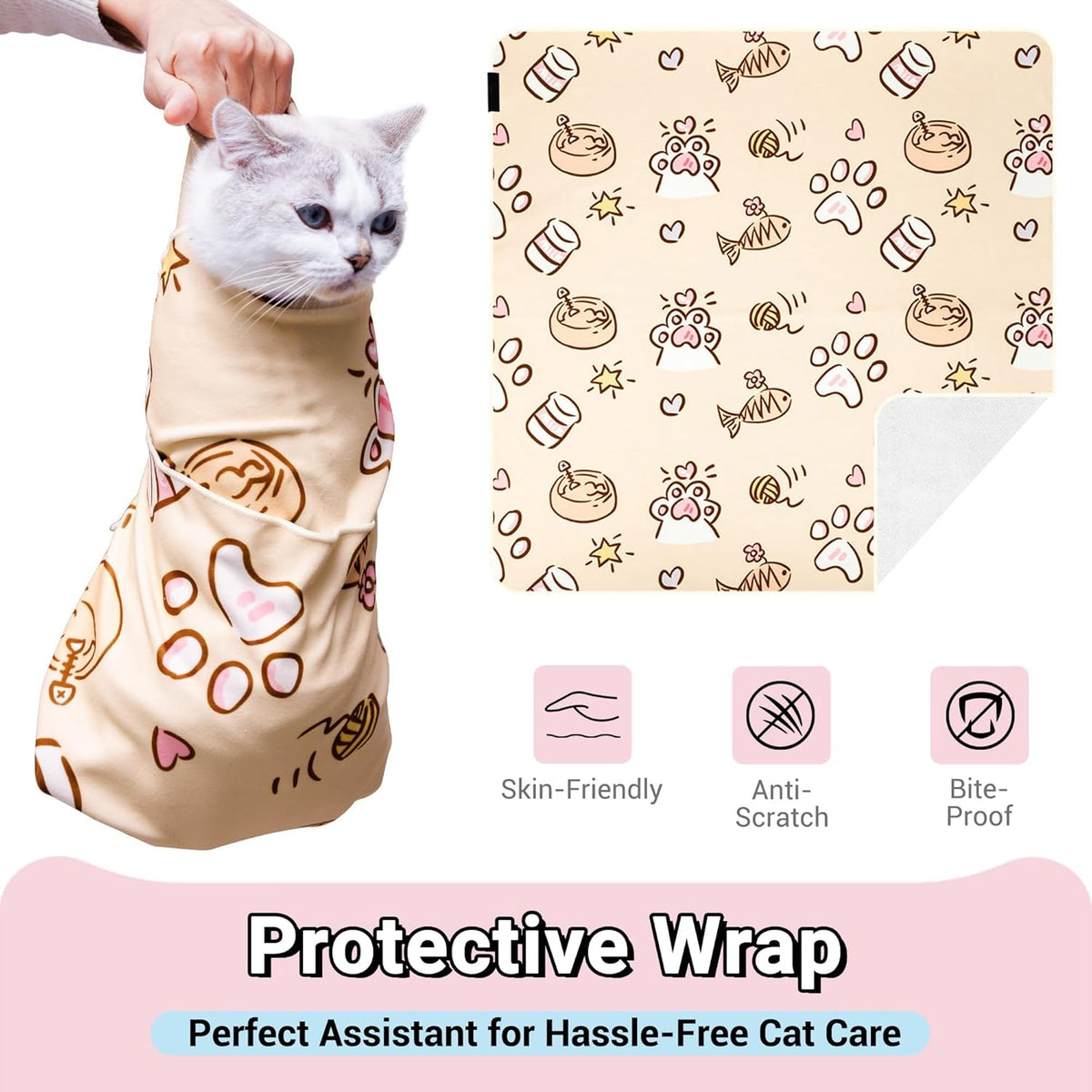 Close up view of the soft polyester material of the Kiorafoto pet swaddle