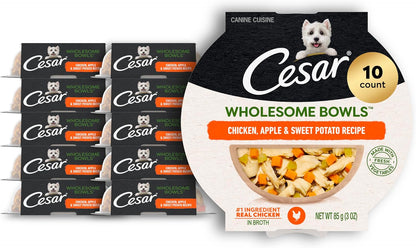 Cesar Wholesome Bowls Adult Wet Dog Food, Chicken, Recipe, Wet Food for Dogs, 3 Oz. Bowls, 10 Count - Image 14