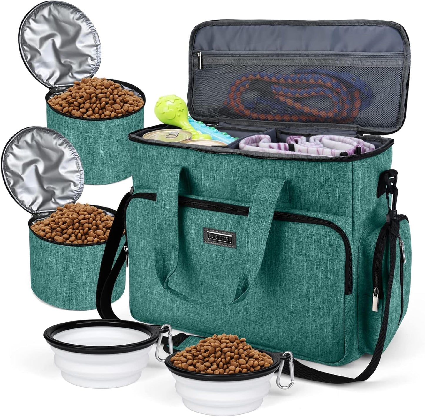 BAGLHER Dog Travel Bag, Pet Travel Bag (ALL Pet Travel Supplies), With 2 Pet Food Containers and 2 Collapsible Silicone Bowls; Essential Kits for Pet Travel Grey - Image 11