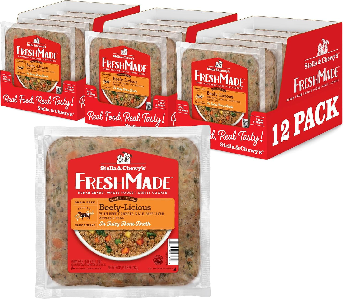 Stella & Chewy's FreshMade Frozen Fresh Grain-Free Chick-a-Lick'n Dog Food, 16-oz Pouch (Pack of 4) - Image 10