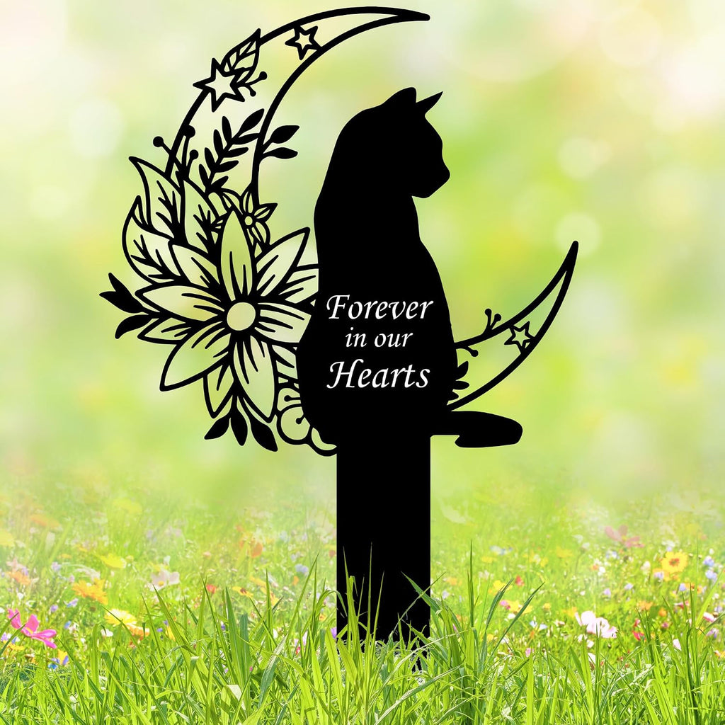 Cat Grave Marker Outdoor Memorial - 12in Metal Pet Memorial Plaque with Garden Cat Silhouette, Weatherproof Headstone for Yard or Indoor Tribute, Sympathy Gift for Loss of Cat - Image 11
