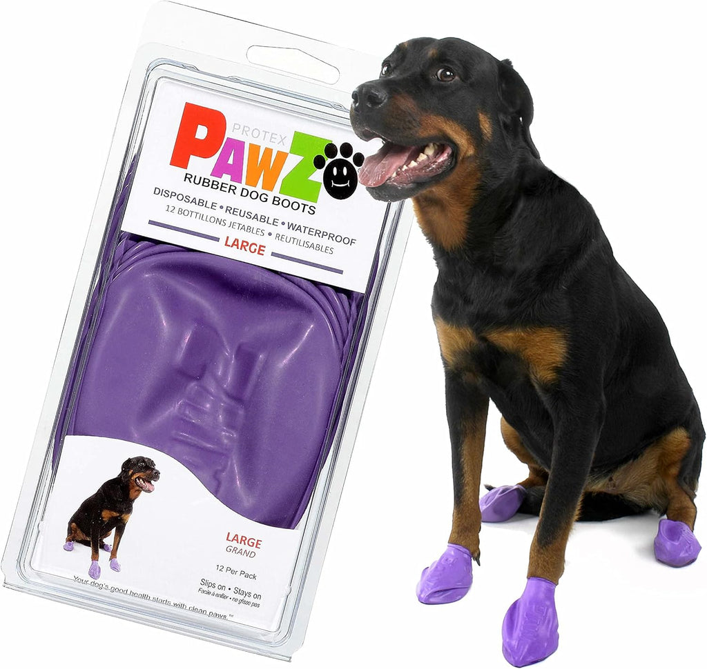 PawZ Rubber Dog Boots for Medium Paws - All-Weather Waterproof Dog Shoes, Anti-Slip Traction for Rain, Snow, Mud & Hot Pavement - Pull-On Dog Booties, Blue - Medium (2.5" - 3") - Pack of 12 - Image 12
