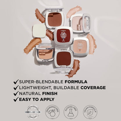 Swatches of L'Oreal Paris True Match Super Blendable Face Powder in Warm Light shade