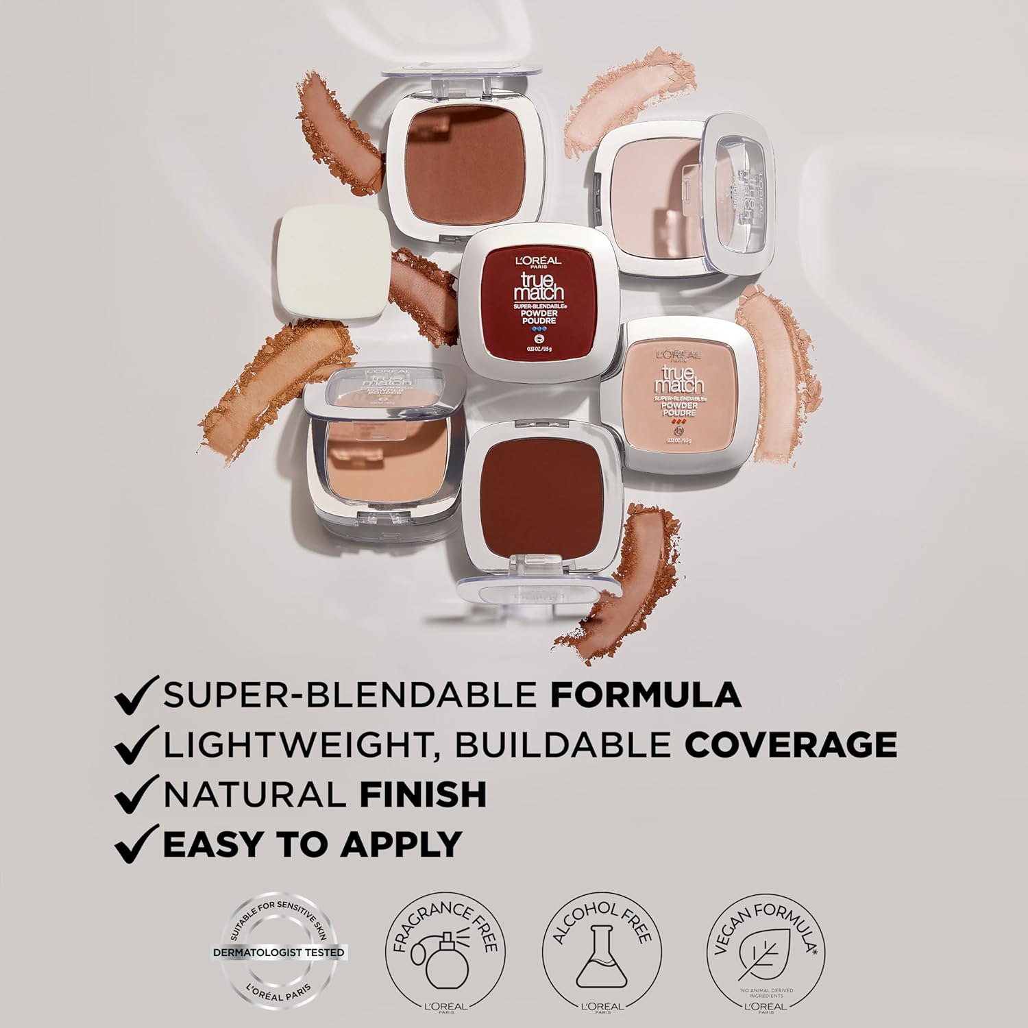 L'Oreal True Match combination skin powder container showing weight details