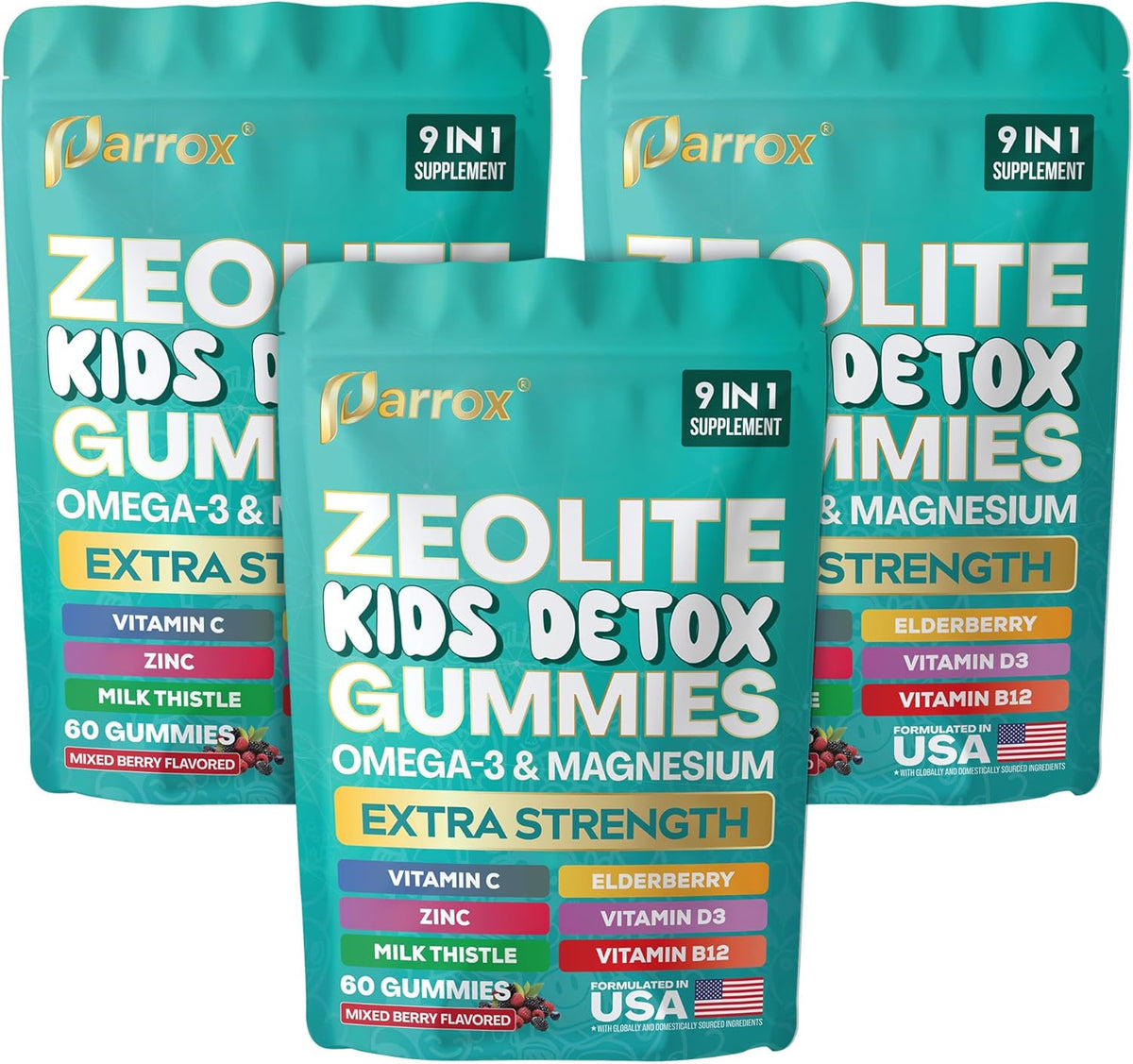 Zeolite Kids Detox Gummies, 9-in-1 Sugar-Free, Berry, 60 Gummies - Image 10