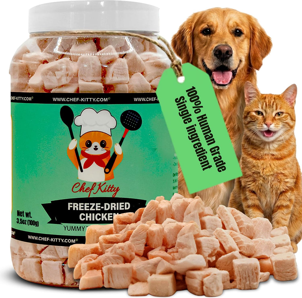 Freeze Dried Chicken Cat Treats | Healthy Dog Food Toppers 100% Human Grade | Single Ingredient, Grain Free Chicken Dog Treats | Inspected & Tested in USA | No Additives or Preservatives, 1.75 oz - Image 9