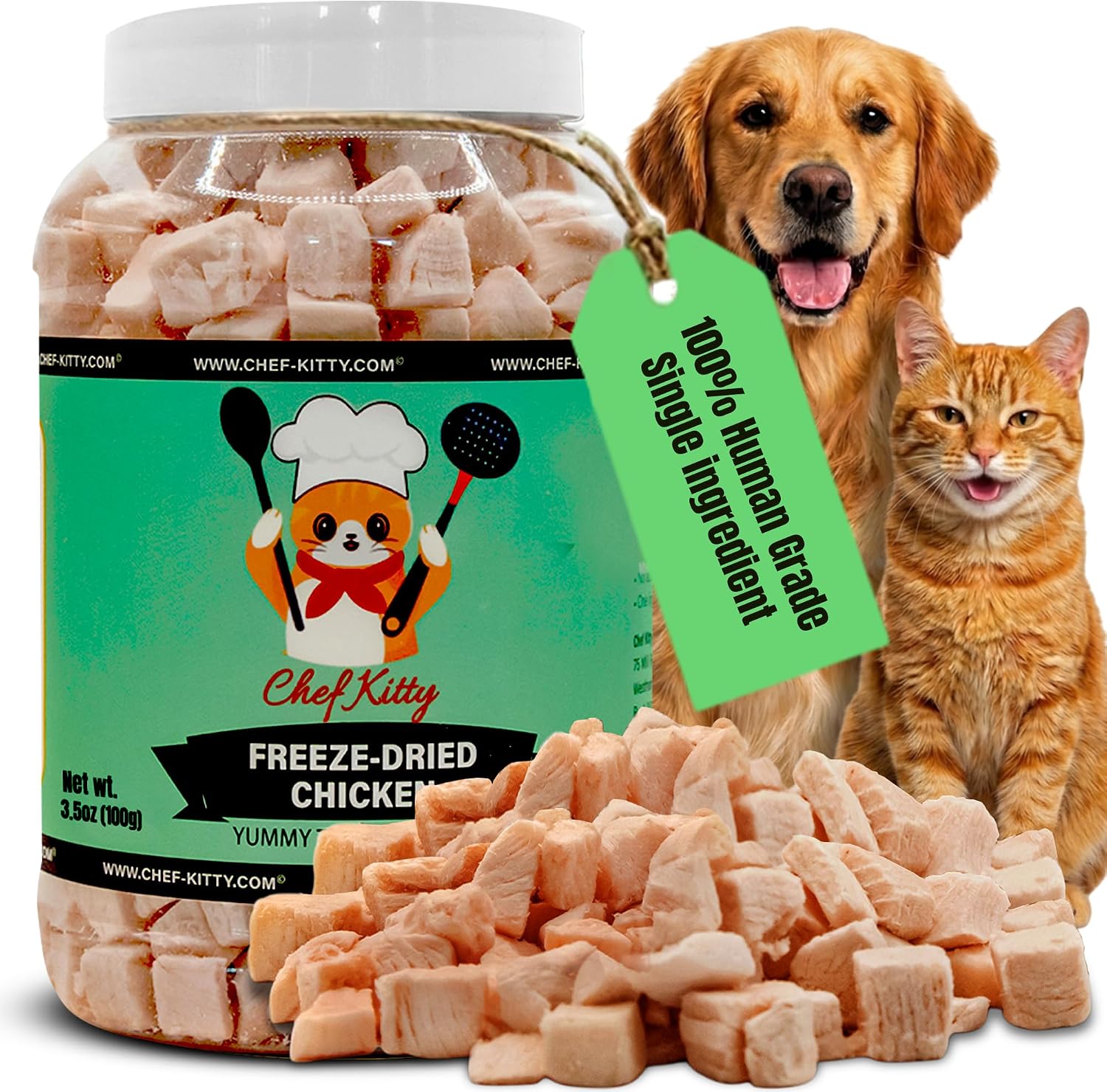 Freeze Dried Chicken Cat Treats | Healthy Dog Food Toppers 100% Human Grade | Single Ingredient, Grain Free Chicken Dog Treats | Inspected & Tested in USA | No Additives or Preservatives, 1.75 oz - Image 9