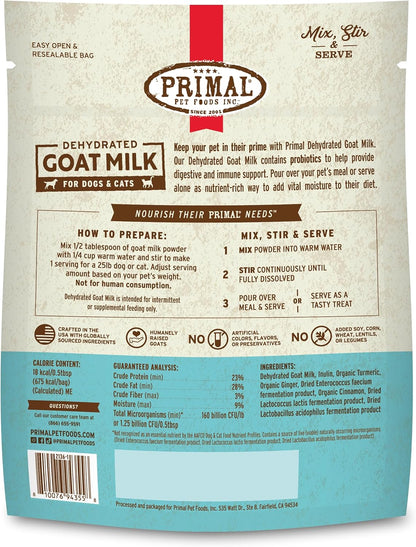 Primal Goat Milk Powder for Dogs and Cats, Shelf Stable Food Topper with Probiotics for Digestion, Hydration, and Immune Support, Original Recipe 5.2oz Pouch (Pack of 2) - Image 9