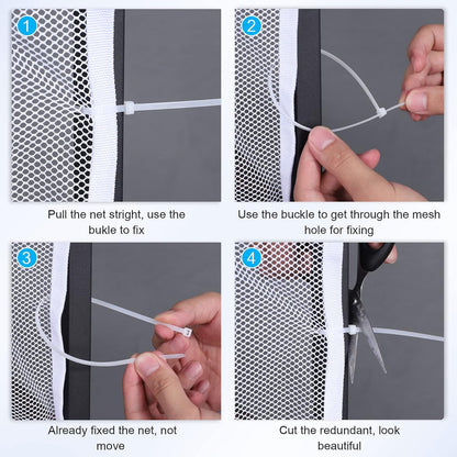 Detailed view of the 10x2.6ft cat protection net packaging