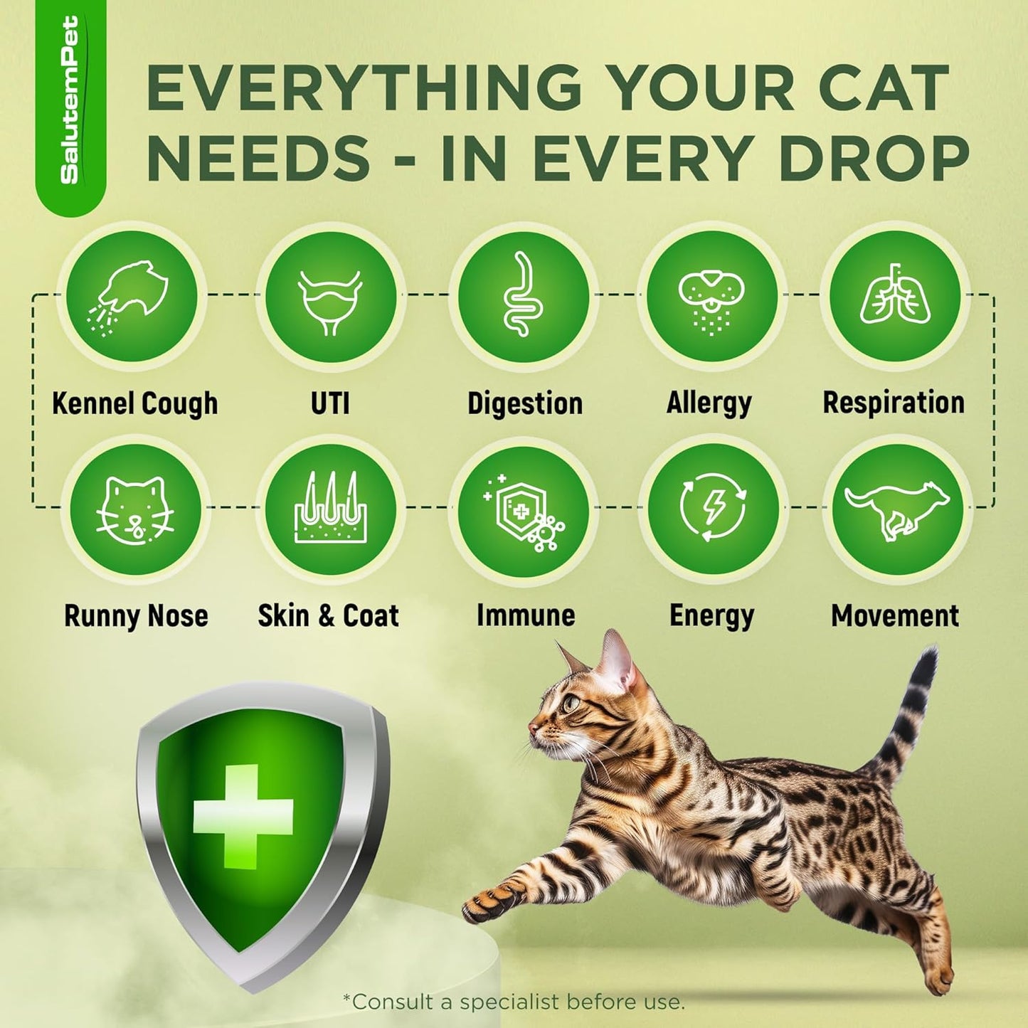 SalutemPet herbal feline immune support drops chicken flavor liquid close up
