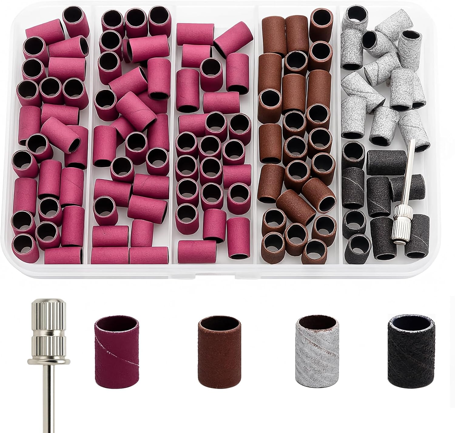 HomTop 145 Pcs Nail Drill Sanding Bands Set front view