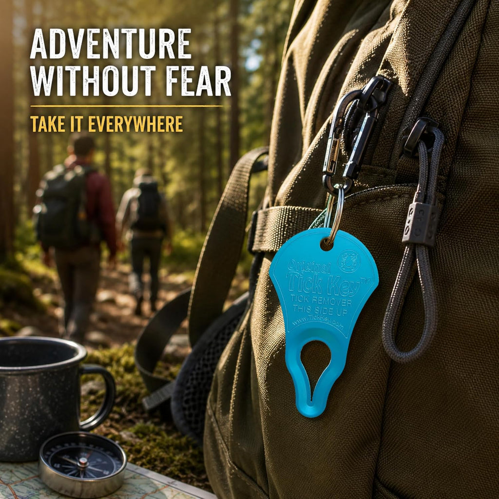 Portable tick detaching tool on a keychain