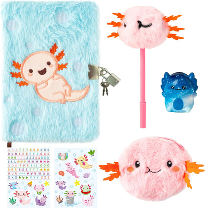Cy2side Axolotl plush secret diary front view with lock