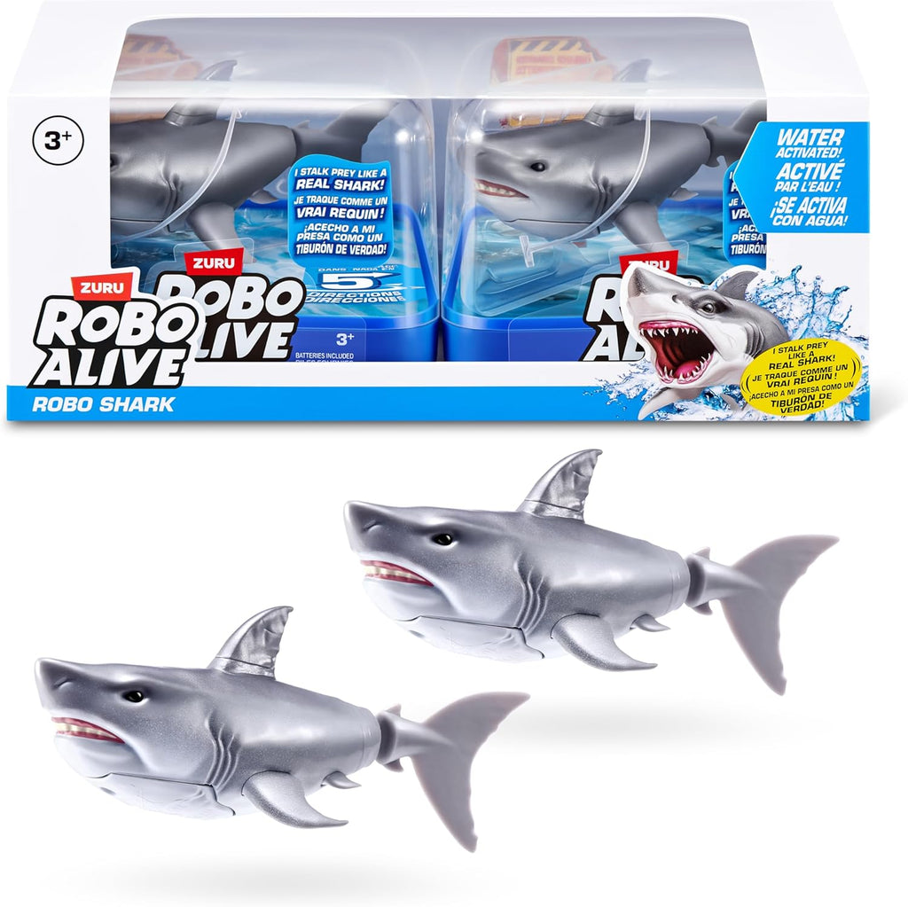 Robo Alive ZURU water activated shark 2 pack white front view