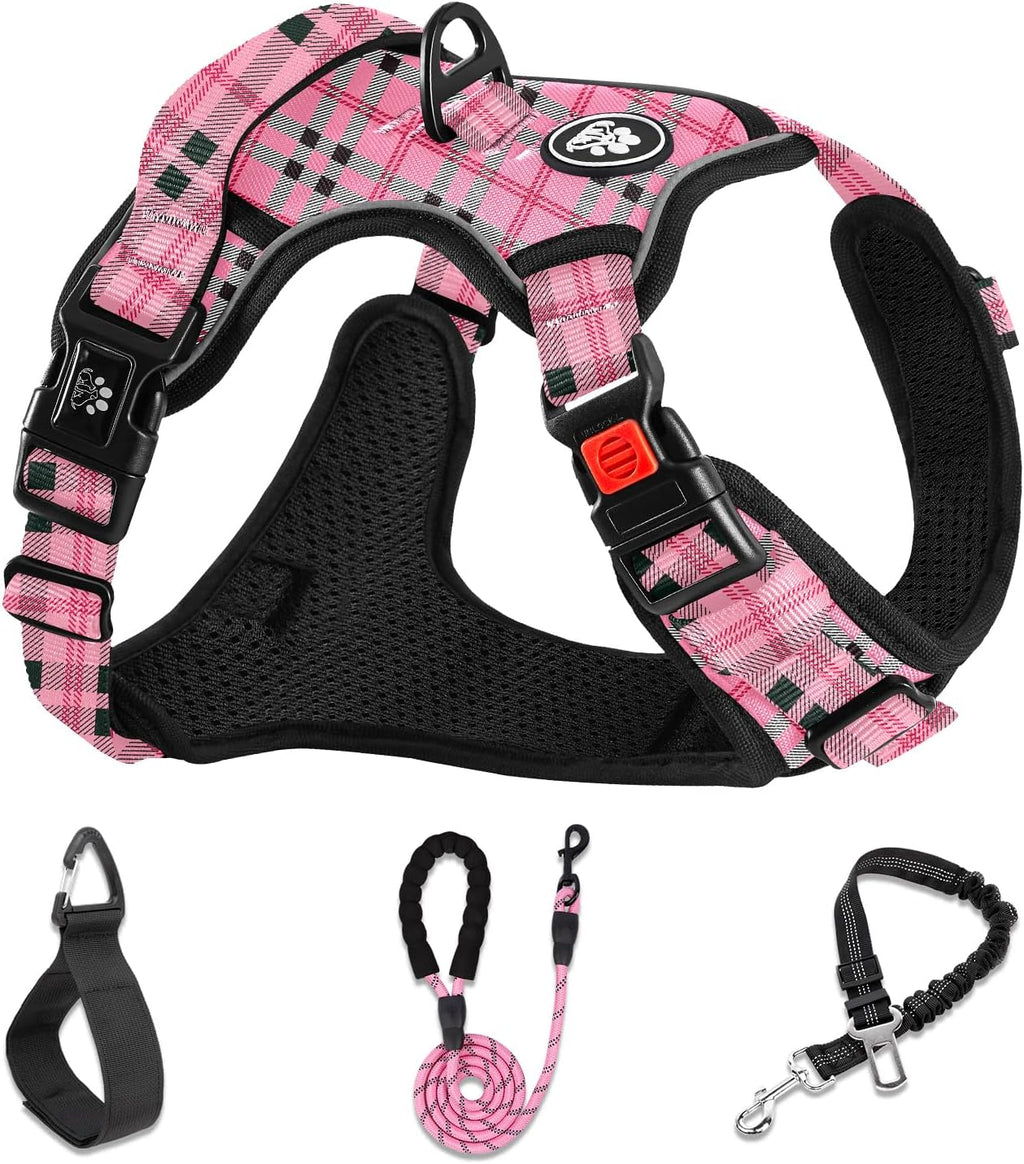 NESTROAD No Pull Dog Harness,Adjustable Oxford Medium Dog Harness with Leash,Reflective No-Choke Pet Vest Harness with Easy Control Soft Handle for Small Medium Large Dogs(M,Pink) - Image 10