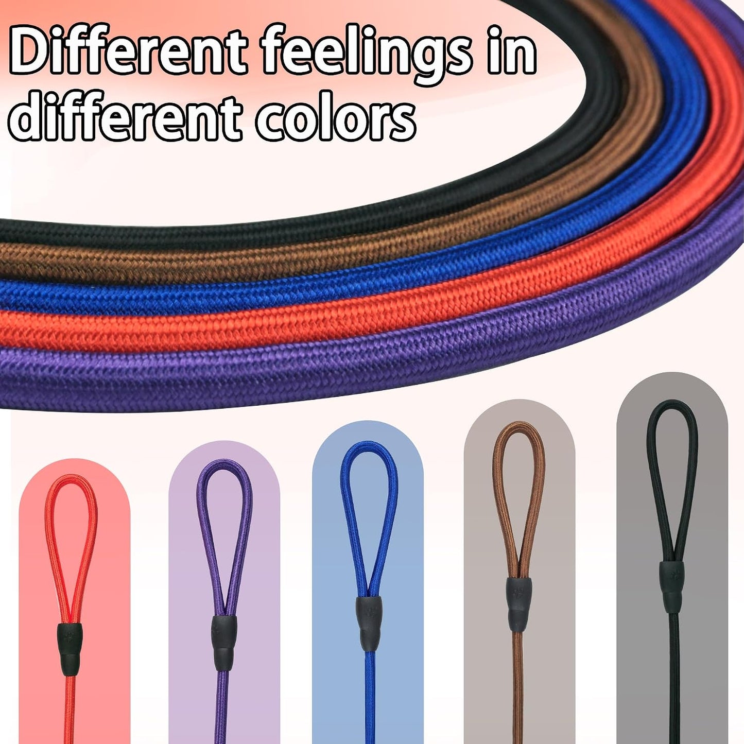 Five pack bundle of FOVRLZSE anti pull nylon dog leads arranged in a row.
