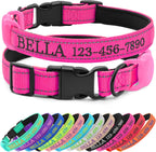 Personalized Dog Collar with Embroidered Name and Phone, Nylon Collar for Dog with Silicone Holder for AirTag, Neoprene Lining, Plastic Quick-Release Buckle (Pink) - Image 14