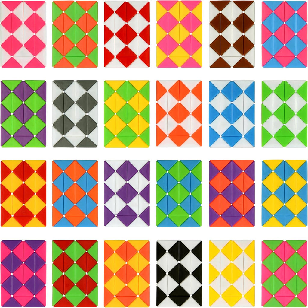Neureyte magic snake cube twenty six pack front view showcasing colorful blocks
