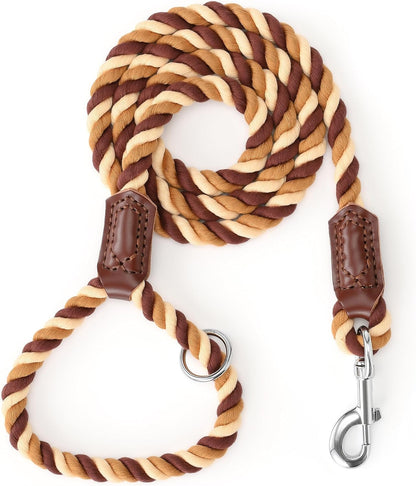 Mile High Life Dog Leash, Braided Cotton Rope Leashes with Leather Tailor Tip with Leather Tip - Heavy Duty Metal Clasp, 4FT, 1/2" Thick - Wedding, Walking Leash for Medium Large Dogs(Cream White) - Image 12