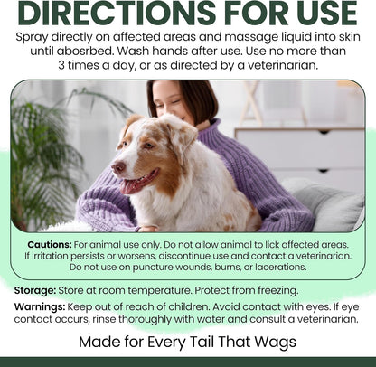 Authentic dog first aid spray for soothing flea bites and moist eczema