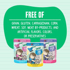 Assorted flavor pouches laid out to show all four recipe varieties