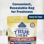 Close up of Blue Buffalo True Chews beef jerky texture
