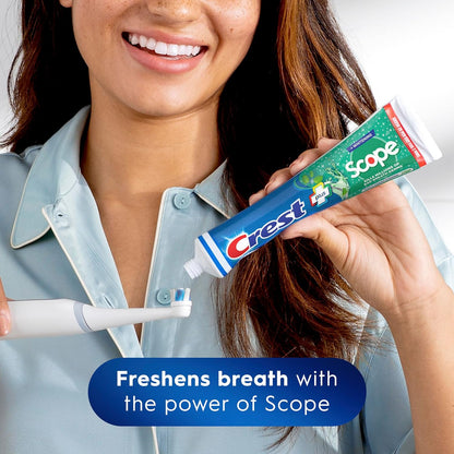 Crest + Scope Whitening Toothpaste - Pack of 3, 5.4 Oz Tubes - Anticavity Fluoride Toothpaste, Fresh Breath, Kills Germs - Tartar Protection, Enamel Protection - Minty Fresh Flavor - Image 3
