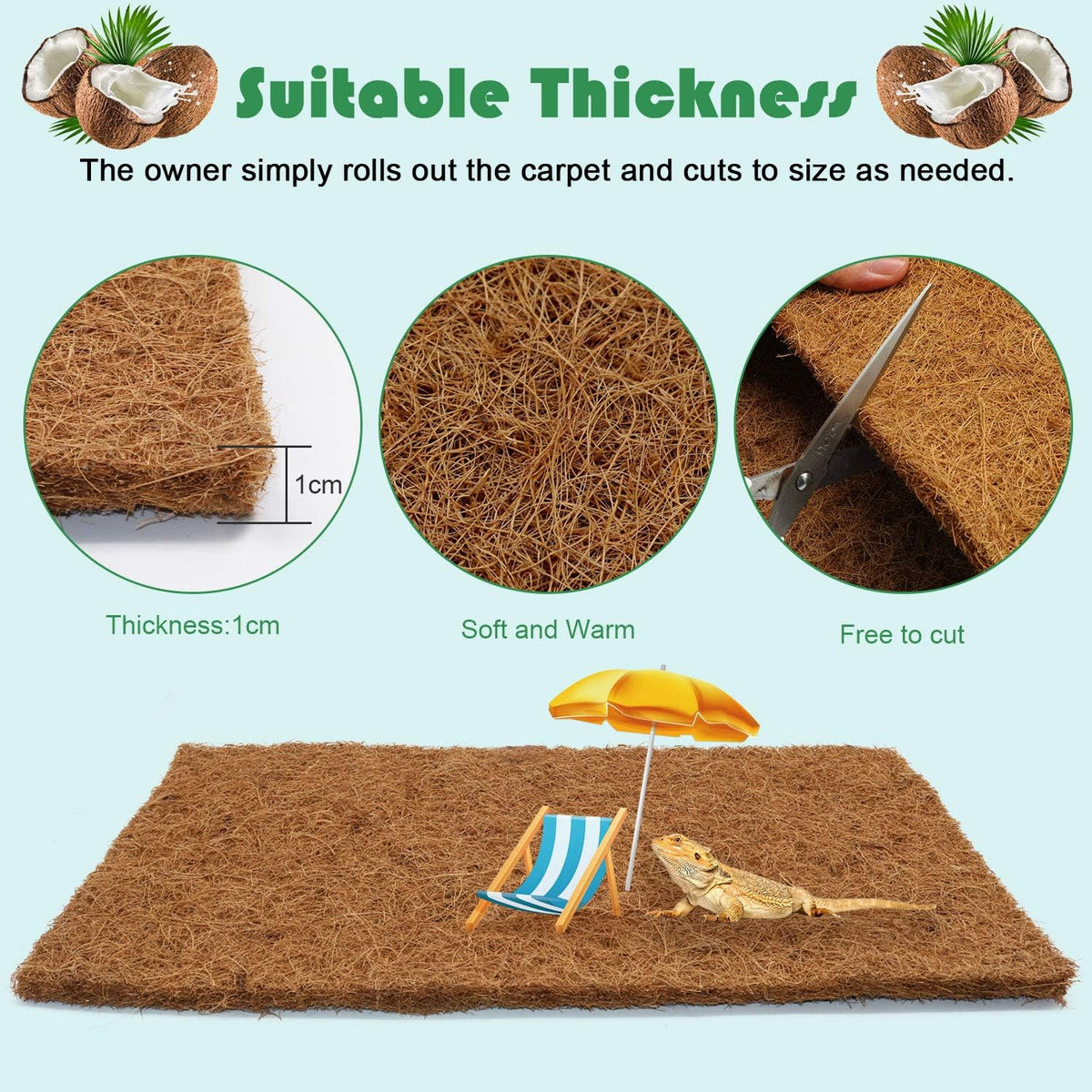 Close up texture of BWOGUE lizard mat coir fiber