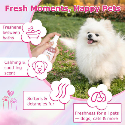 Alcohol free pet perfume for dogs and cats bottle display