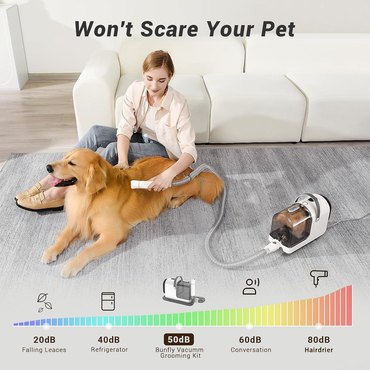 Bunfly pet grooming kit electric clippers and deshedding brush