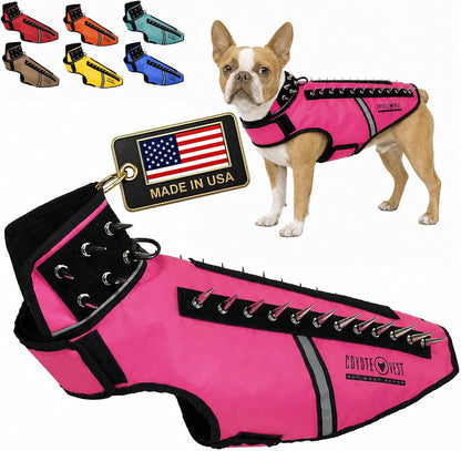 CoyoteVest SpikeVest Dog Harness | Stab-Resistant Protective Vest | Coyote Vest for Dogs | Defends Against Coyotes, Dogs, Birds of Prey | Reflective Safety, Made in USA (S-Neon Pink) - Image 11