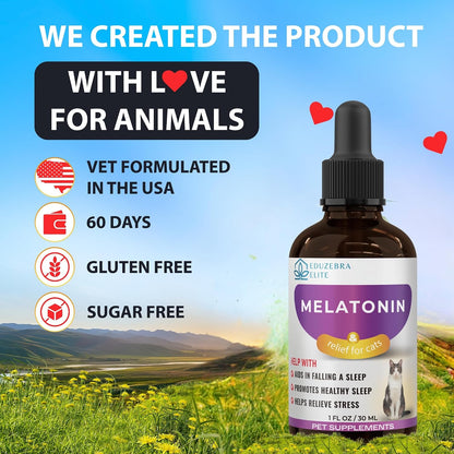 EDUZEBRA valerian root and melatonin blend liquid drops for cats