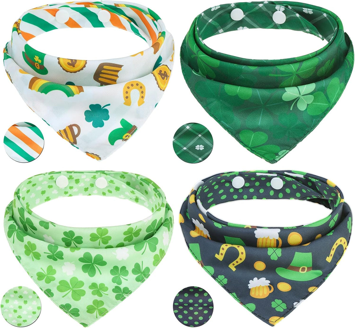 PAWCHIE Dog Cooling Bandana Small, 4 Packs Ice Cool Pet Triangle Scarf Bibs Reversible Styles, Summer Adjustable with Two Snaps, Kerchief Set Accessories for Dogs, Puppy, Cats - Image 9