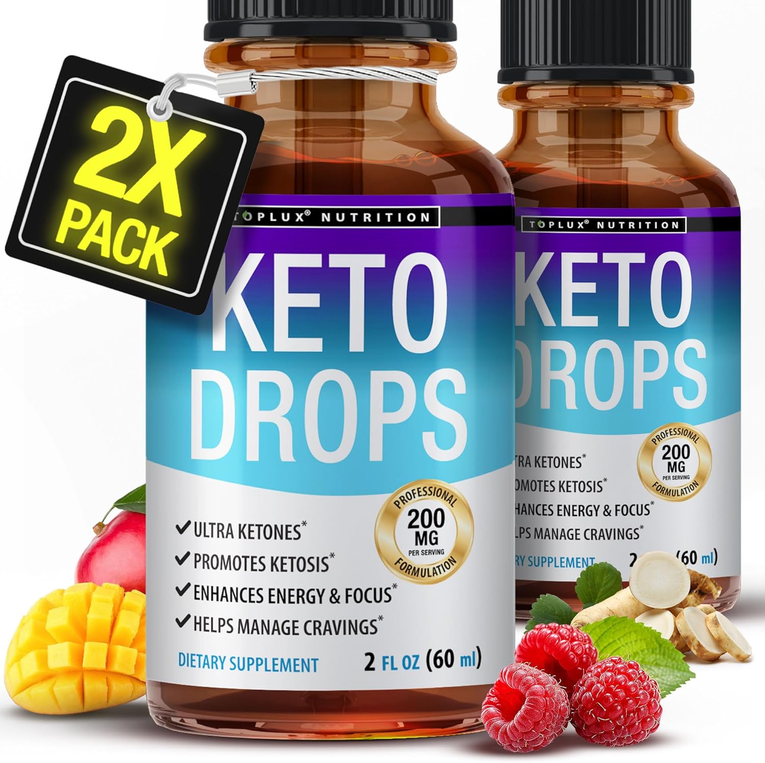 Toplux Keto Diet Drops front view bottle for liquid ketogenic lifestyle support.