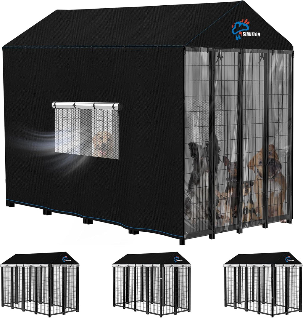 SIRUITON outdoor dog kennel cover front view heavy duty pet cage protection