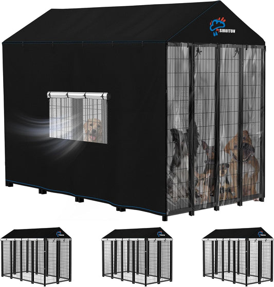 SIRUITON outdoor dog kennel cover front view heavy duty pet cage protection