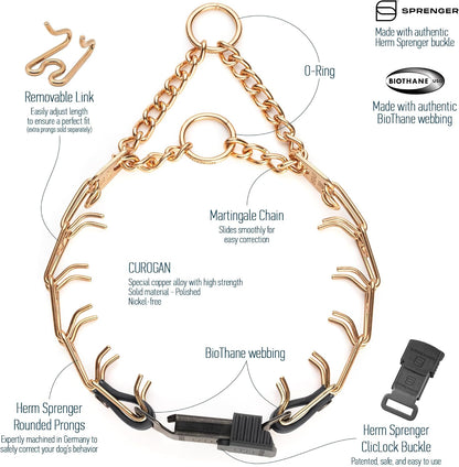 Herm Sprenger hypoallergenic dog collar featuring the durable United States made black Biothane insert component.